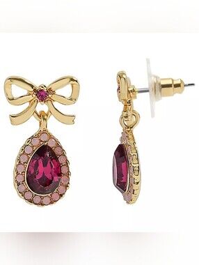 LC Lauren Conrad Pink Crystal Teardrop Post Earrings